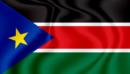 Obraz premium south sudan national flag in the wind illustration image