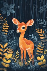 flat illustration of little impala with calming colors