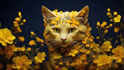 cat on the leaves, cat in the autumn forest