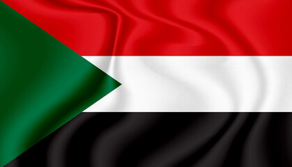 Fototapeta premium sudan national flag in the wind illustration image