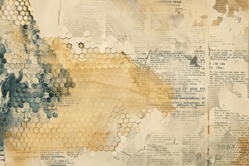 Fototapeta premium Honey comb pattern ephemera border backgrounds drawing paper.