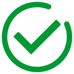 Green Check Mark with Cut Out Round Outline
