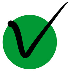 Handwriting Green Check Mark with Round Background
