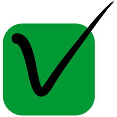 Handwriting Green Check Mark with Square Background
