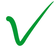 Handwriting Green Check Mark with White Square Background
