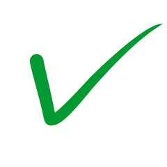 Handwriting Green Check Mark with White Square Background