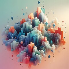 Fototapeta premium Vibrant Multicolored Crosses Abstract Object Collection for Creative Projects