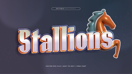 Blue orange and white stallions 3d editable text effect - font style