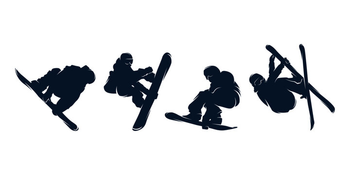 Skiing stylized silhouette vector symbol