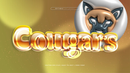 Orange white and yellow cougars 3d editable text effect - font style