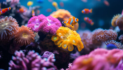 Amphiprion and coral reef, nemo fish