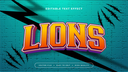 Orange green and purple violet lions 3d editable text effect - font style
