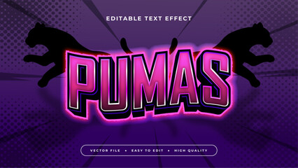 Black and purple violet pumas 3d editable text effect - font style