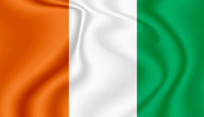 Côte d'Ivoire national flag in the wind illustration image