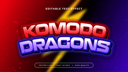 Red blue and purple violet komodo dragons 3d editable text effect - font style