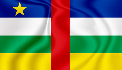 Obraz premium central african republic national flag in the wind illustration image