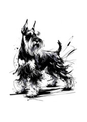 black and white sketch of dog