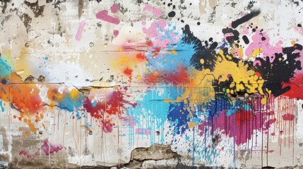 Abstract Artistic Expression on Old Wall with Graffiti Elements