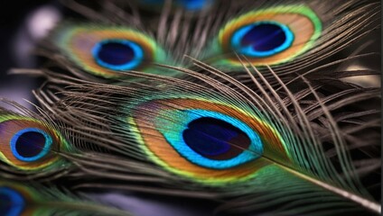 Luminous Peacock Feather Detail - AI generated