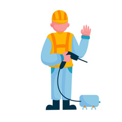 Construction worker character illustration sets