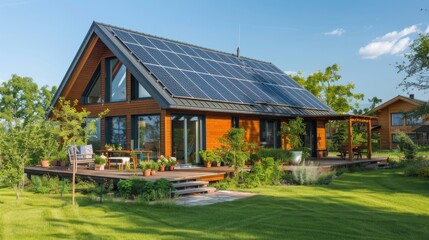 Obraz premium Contemporary Passive House with Photovoltaic System