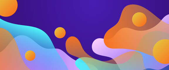 Orange blue and purple violet vector abstract simple banner with wave blob and liquid shapes. Vector design layout for presentations, flyers, posters, background, annual report and invitations
