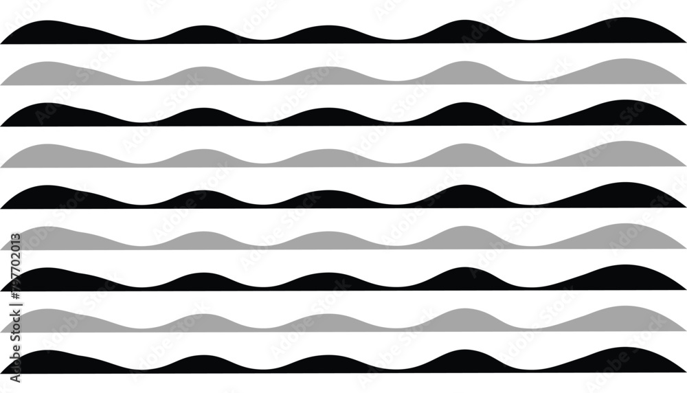 Poster abstract grey wave lines on transparent background. technology, data science, geometric border patte