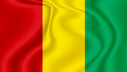 guinea national flag in the wind illustration image - obrazy, fototapety, plakaty