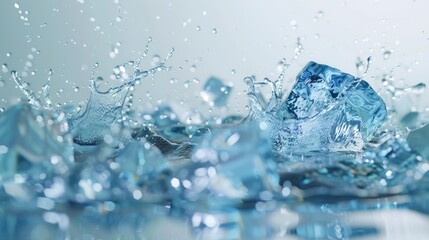 Water Splash in 3D Render Illustration Isolated on Transparent Background - Dynamic Motion of Aqua Elements for Freshness and Purity Concept