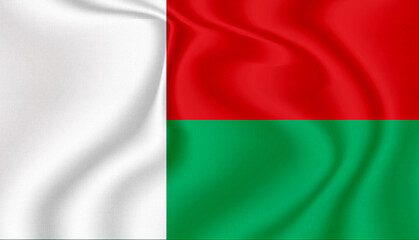 Obraz premium madagascar national flag in the wind illustration image