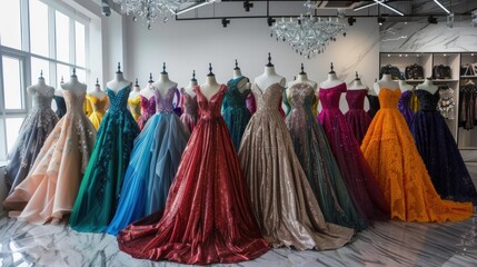 Sophisticated Modern Shop with Colorful Formal Gowns