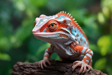 Cute chameleon close up