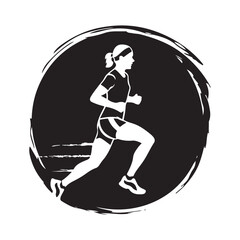  Running woman icon vector ON White background