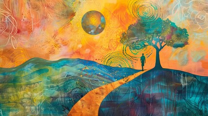 Symbolic images of trauma and healing. illustrating the journey of struggle and resilience
