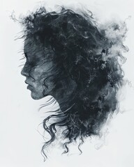 Double exposure illustration of a woman depression bad feelings background