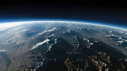 Earth, viewed from space, showcases its blue oceans, white clouds, and green landmasses - obrazy, fototapety, plakaty