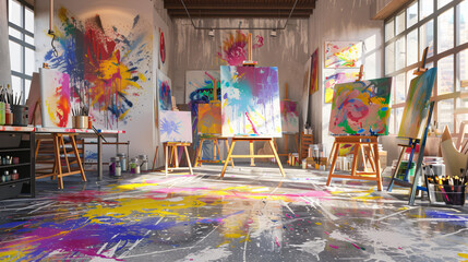 Obraz premium Vibrant Expression: Contemporary Art Studio Inspires