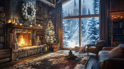 Obraz premium Winter Haven: Cozy Cabin Retreat