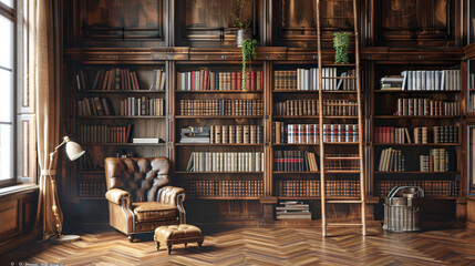 Classic Elegance: Home Library Retreat
