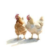 Fototapeta premium Watercolor illustration of a chicken on a white background.