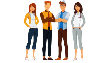 Obraz premium Four people are standing together, one of them is wearing a tie