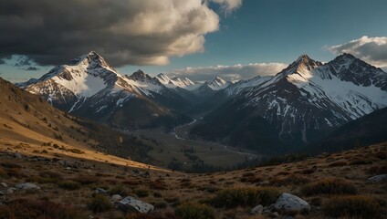Obraz premium Chronicle a day in the life of a mountain peak across the seasons ai_generated