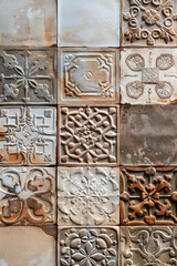 Ceramic tiles with intricate patterns or relief designs. Ceramic tile textures provide a polished and decorative backdrop, ideal for conveying elegance and sophistication.
