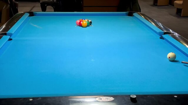 Breaking balls at game of 9 ball in billiard