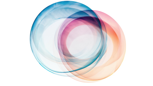The image is a colorful abstract of two circles, one blue and one pink - Powered by Adobe