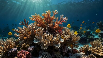 Obraz premium The fragile ecosystem of a vibrant coral reef ai_generated