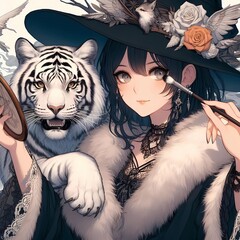 images of witches and white tigers,Generative AI
