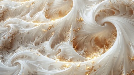 A mesmerizing pattern of white and gold swirls, reminiscent of Van Gogh's brushstrokes, creating a swirling vortex of energy and emotion