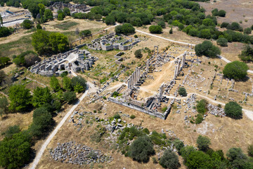 Fototapeta na wymiar Afrodisias Ancient city. (Aphrodisias) was named after Aphrodite, the Greek goddess of love. Aphrodite The most famous of cities called Aphrodisias. The UNESCO World Heritage. Aydın - TURKEY