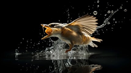 goldfish jumping into water
